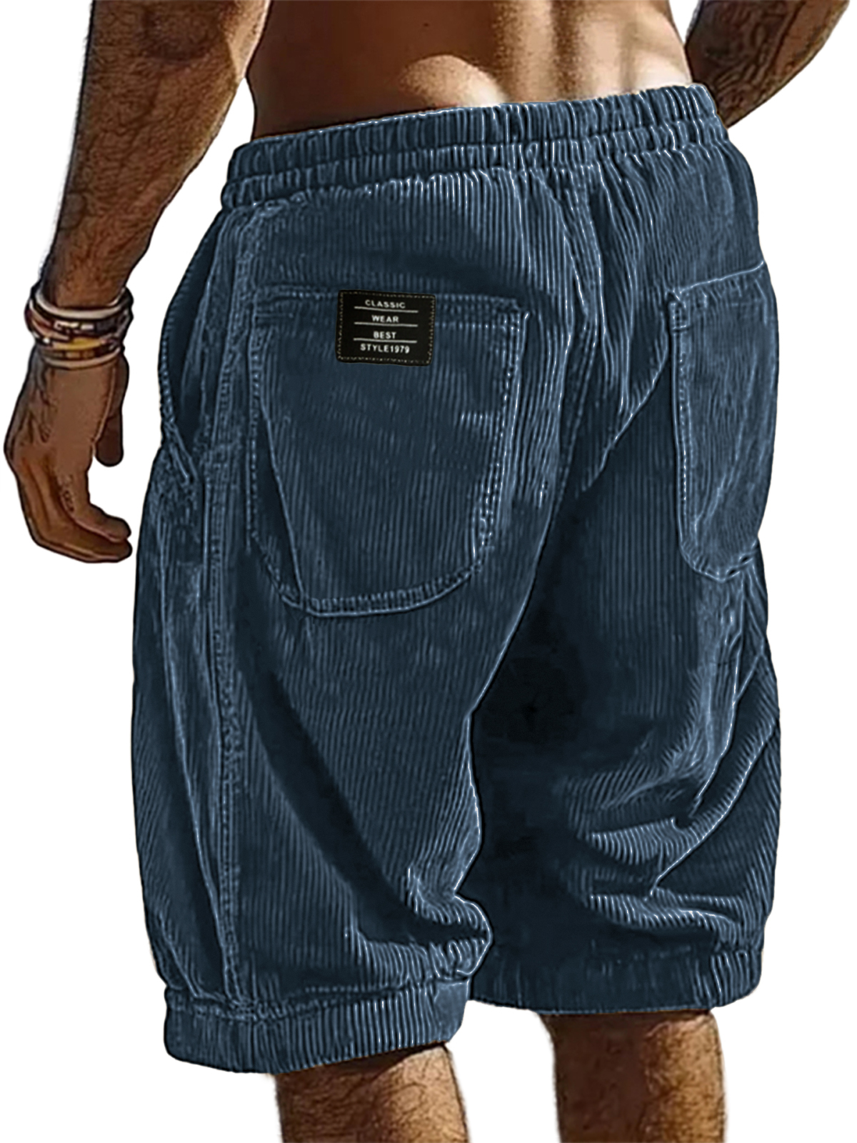 Herren Resort Stilvolle Corduroy Mehrfachtaschen Klassische Bestickte Etiketten Shorts
