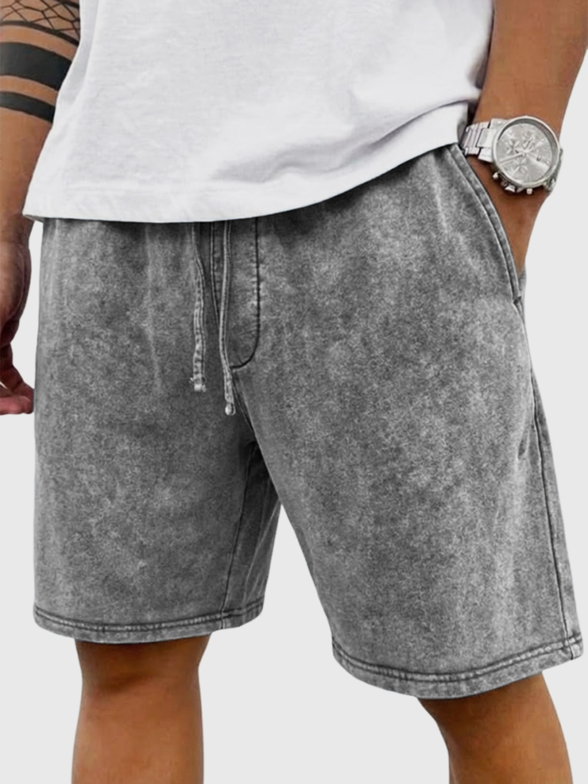 Herren Stilvolle Vintage Schwergewicht Baumwolle Freizeit Schnürshorts