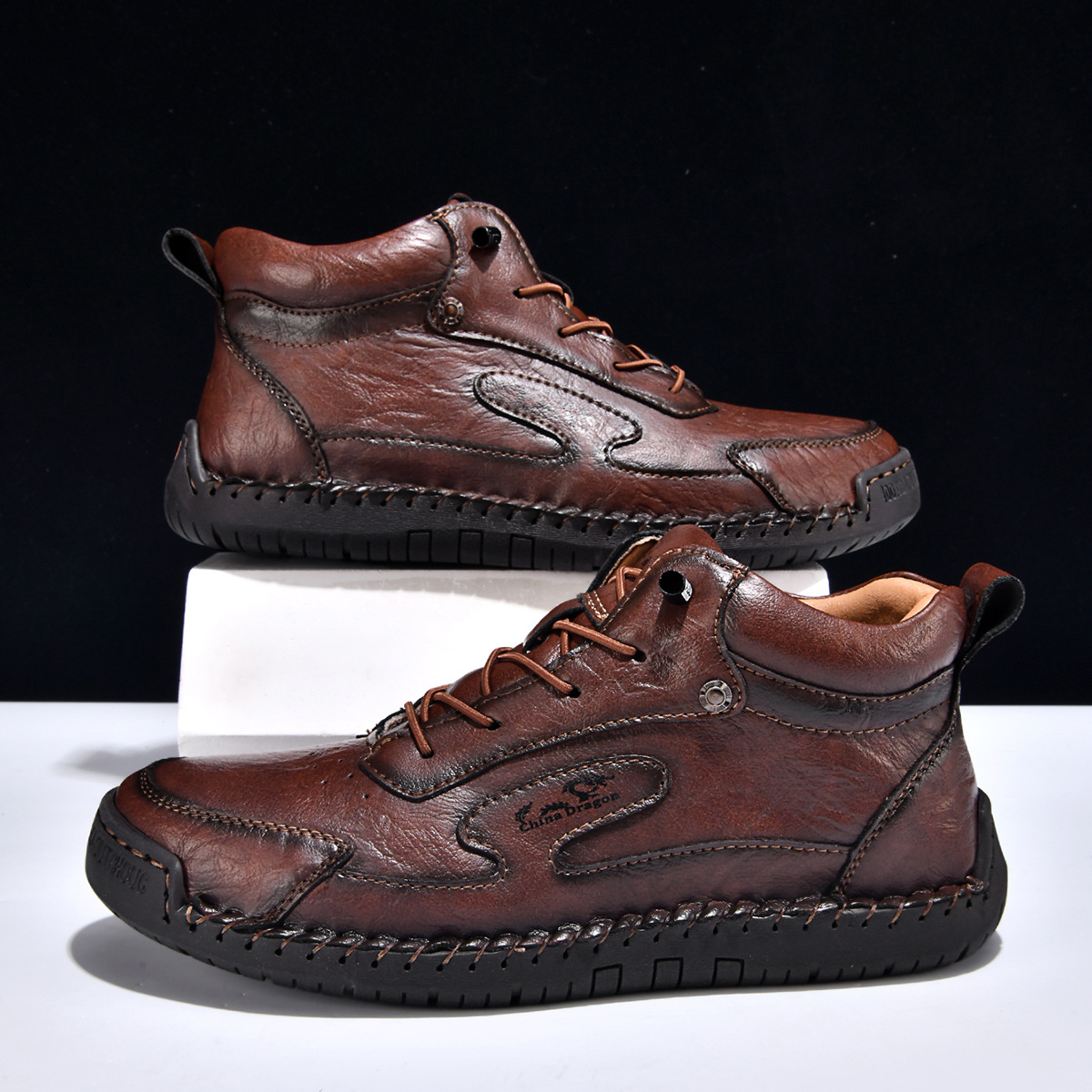 Men's Casual Calfskin Sneakers, Wide Toe Box, Breathable for All-day Comfort