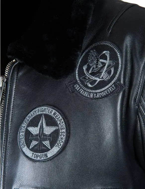 NEU ANKUNFT – TOP GUN JOLLY ROGERS FLIGHT LEDERJACKE SCHWARZ