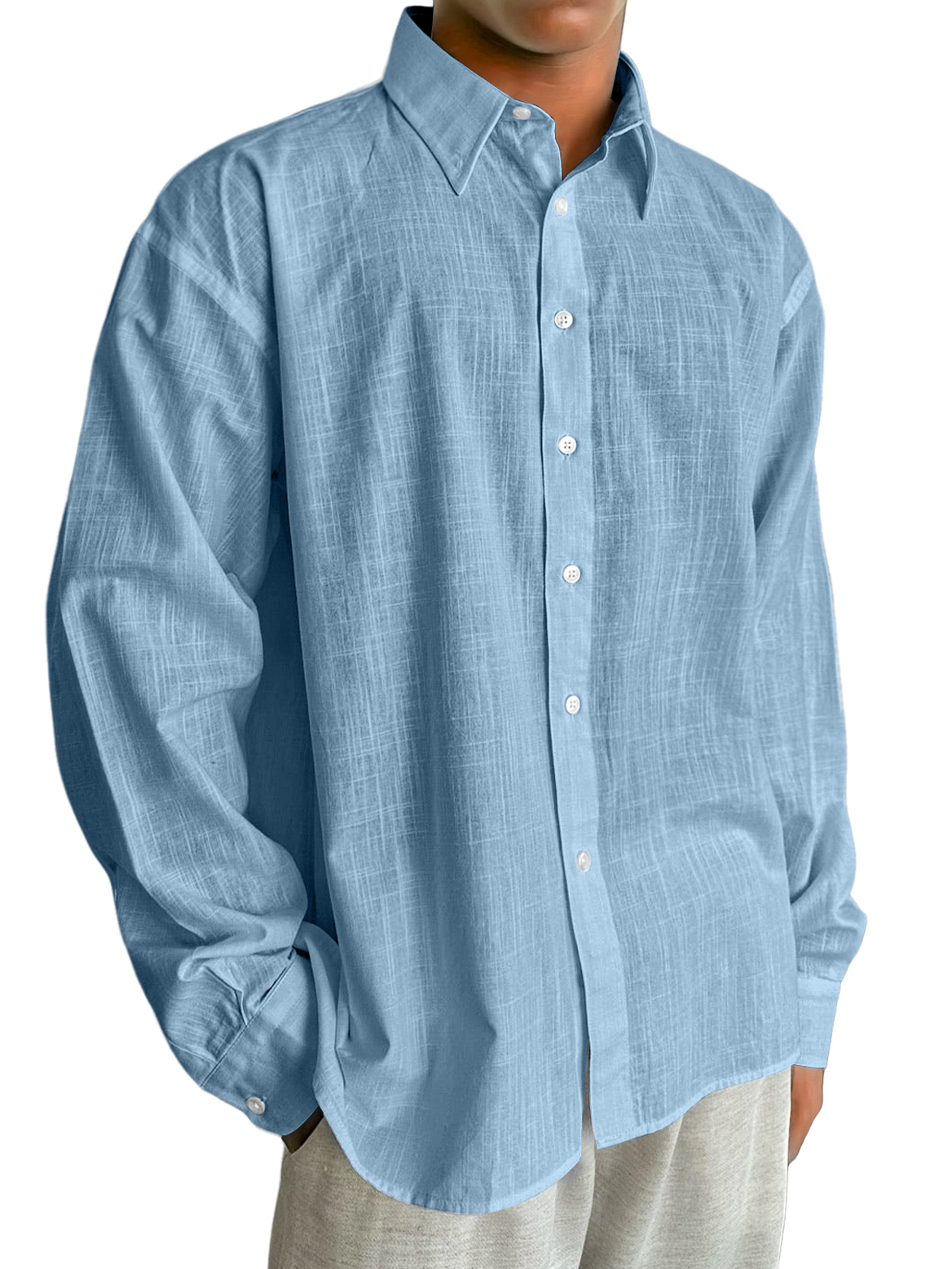 Herren Tägliches Baumwoll- und Leinen Freizeitbequemes Langarmhemd