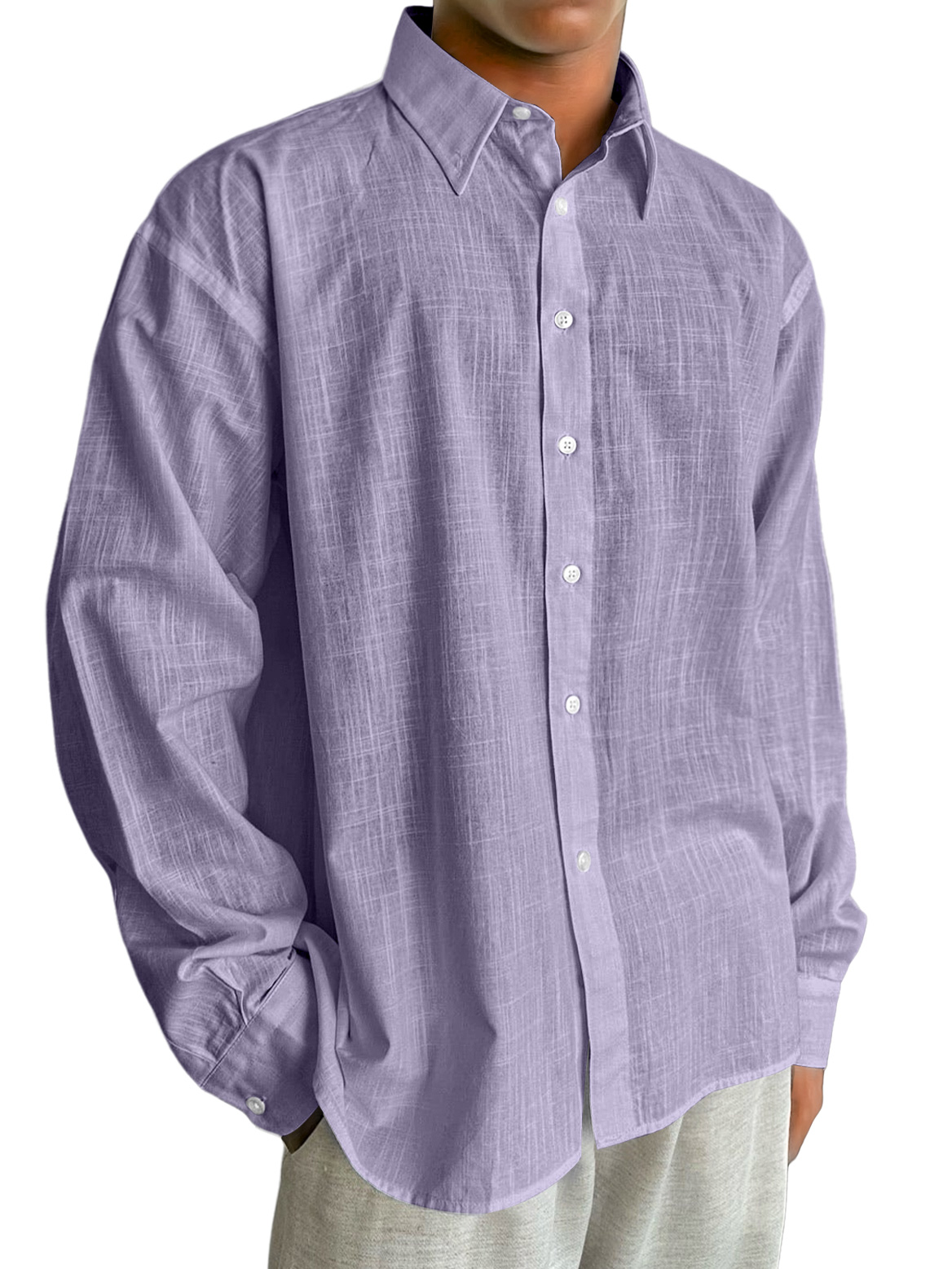 Herren Tägliches Baumwoll- und Leinen Freizeitbequemes Langarmhemd