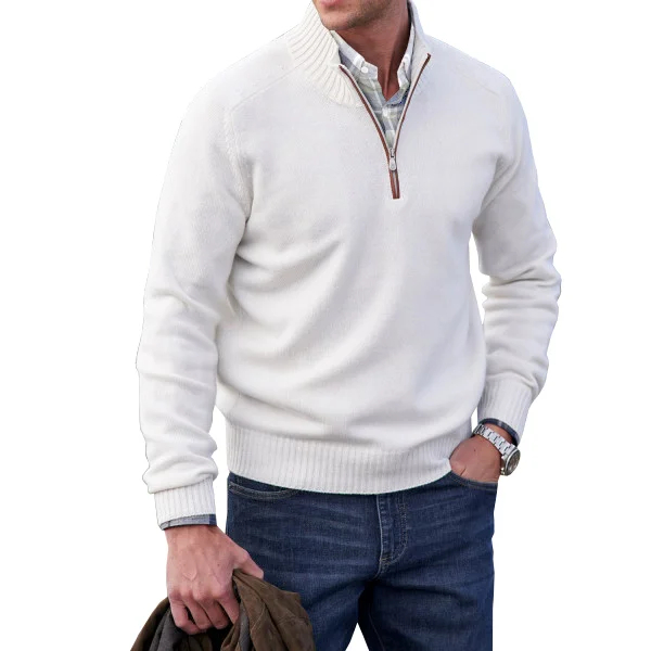 Männlicher Winter Casual Kaschmir Reißverschluss Basic Pullover