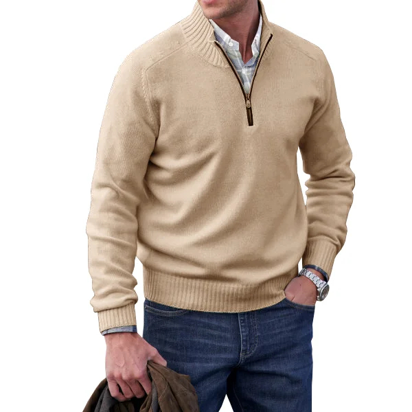 Männlicher Winter Casual Kaschmir Reißverschluss Basic Pullover