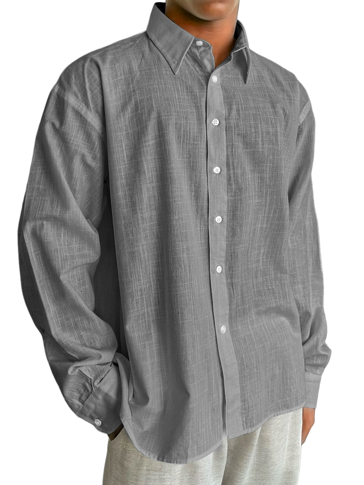 Herren Tägliches Baumwoll- und Leinen Freizeitbequemes Langarmhemd