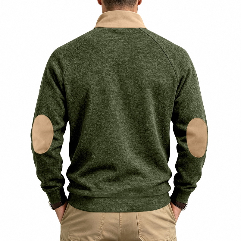Men's Fleece-Lined Half-Zip Stand Collar Sweatshirt