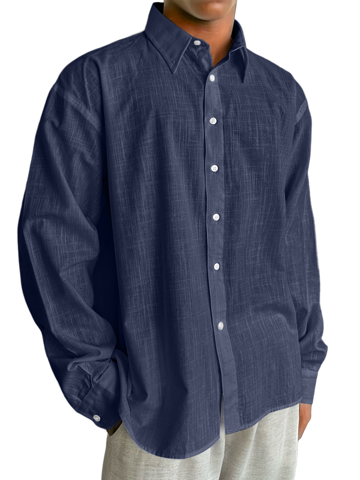 Herren Tägliches Baumwoll- und Leinen Freizeitbequemes Langarmhemd