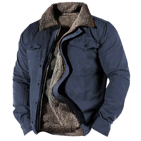Herren-Wintermantel, Winter-Arbeitsjacken, Plüsch-Fleece, warmes Futter, Reißverschluss, taktische Outdoor-Komfortjacke