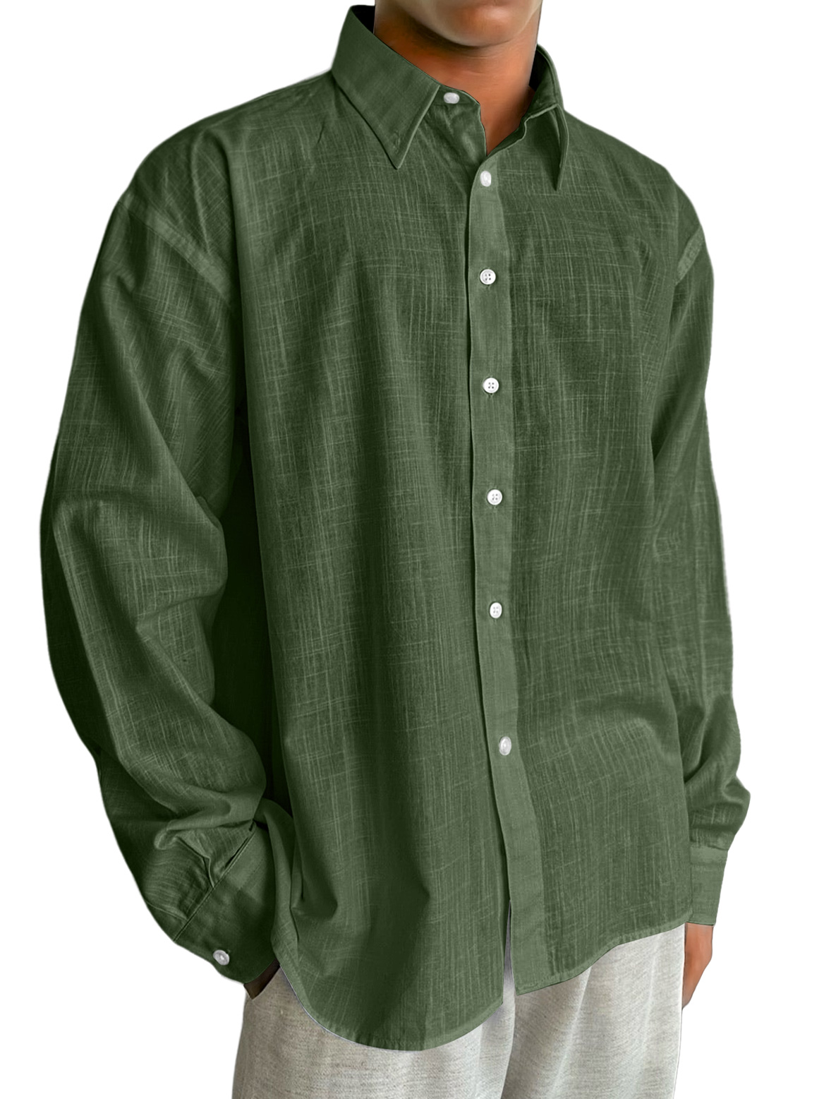 Herren Tägliches Baumwoll- und Leinen Freizeitbequemes Langarmhemd