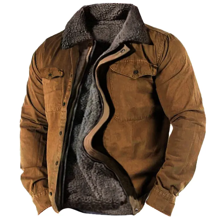 Herren-Wintermantel, Winter-Arbeitsjacken, Plüsch-Fleece, warmes Futter, Reißverschluss, taktische Outdoor-Komfortjacke