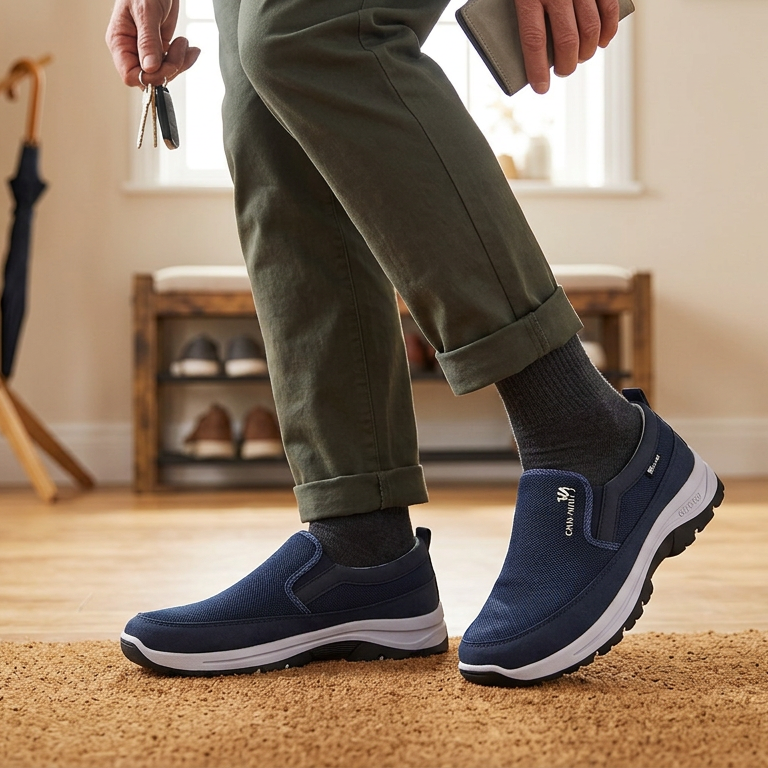 Atmungsaktive, leichte und bequeme Slip-on-Gehschuhe für Herren mit weicher Sohle