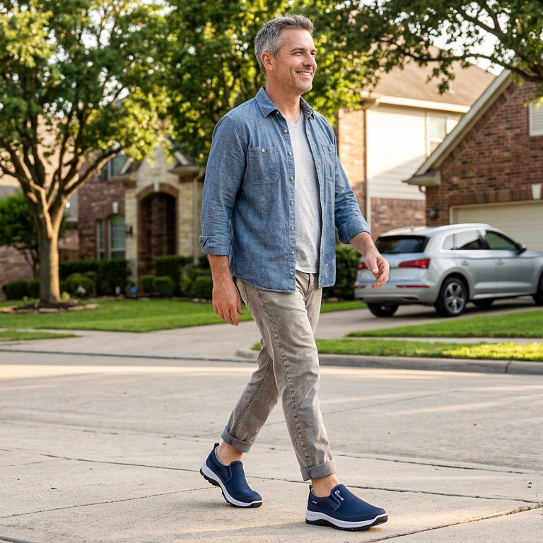 Atmungsaktive, leichte und bequeme Slip-on-Gehschuhe für Herren mit weicher Sohle