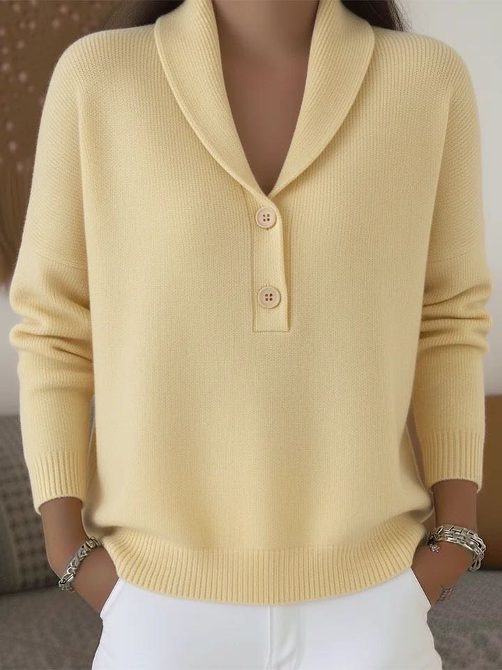 Klassische Strickjacke für Damen mit Reverskragen und V-Ausschnitt – Figurfreundlich & Elegant
