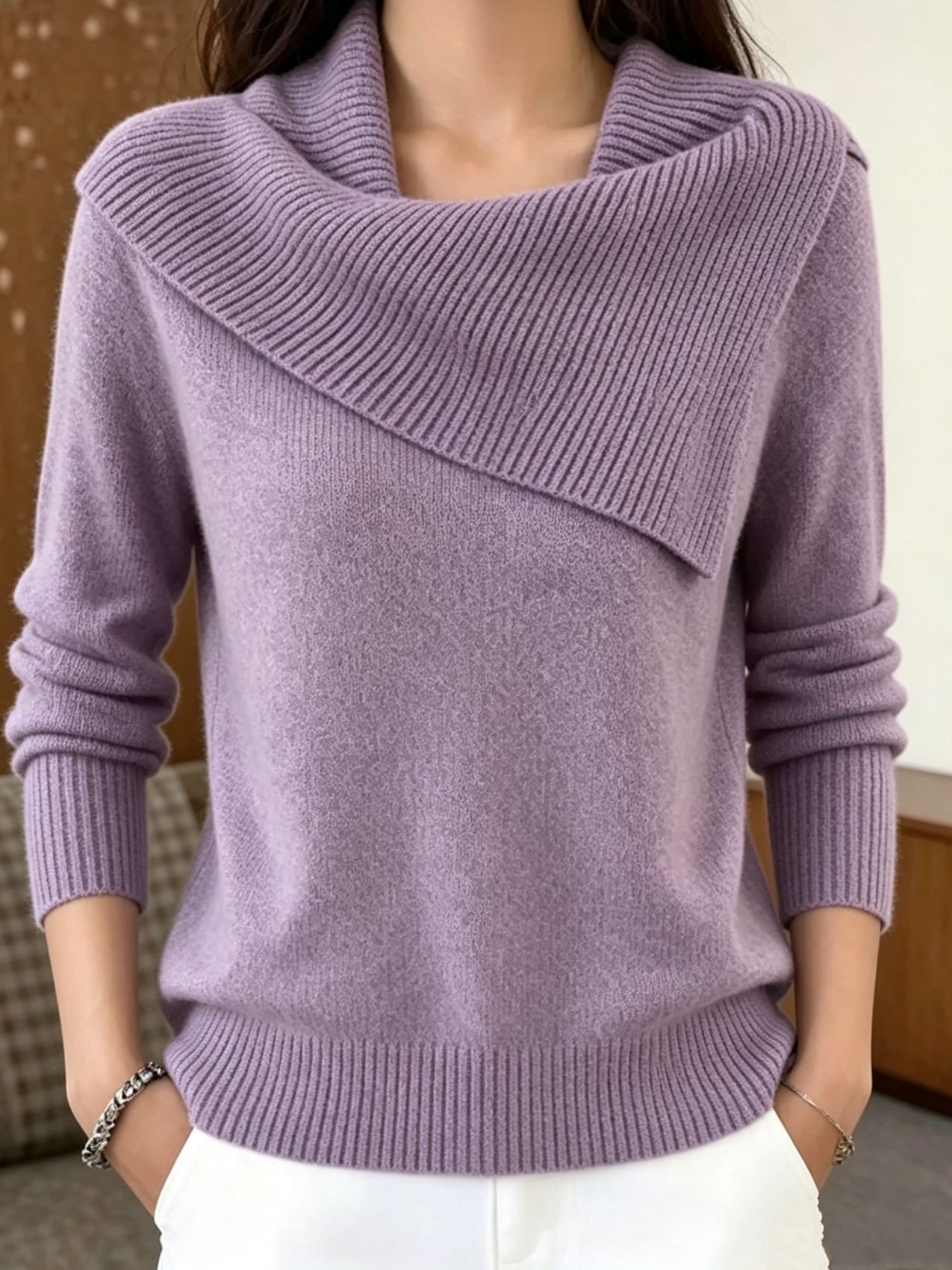 Weicher Damen-Strickpullover - Eleganter Rüllenkragen für den Alltag