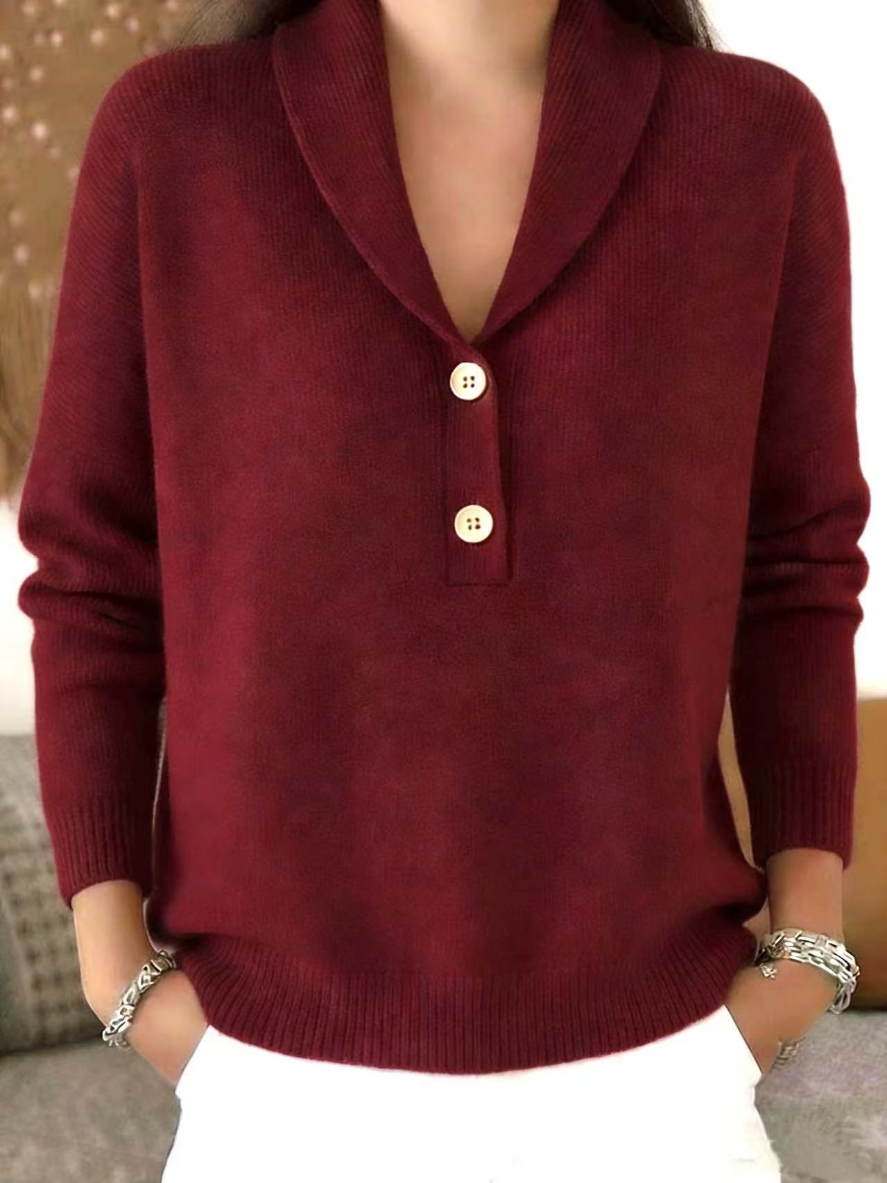 Klassische Strickjacke für Damen mit Reverskragen und V-Ausschnitt – Figurfreundlich & Elegant