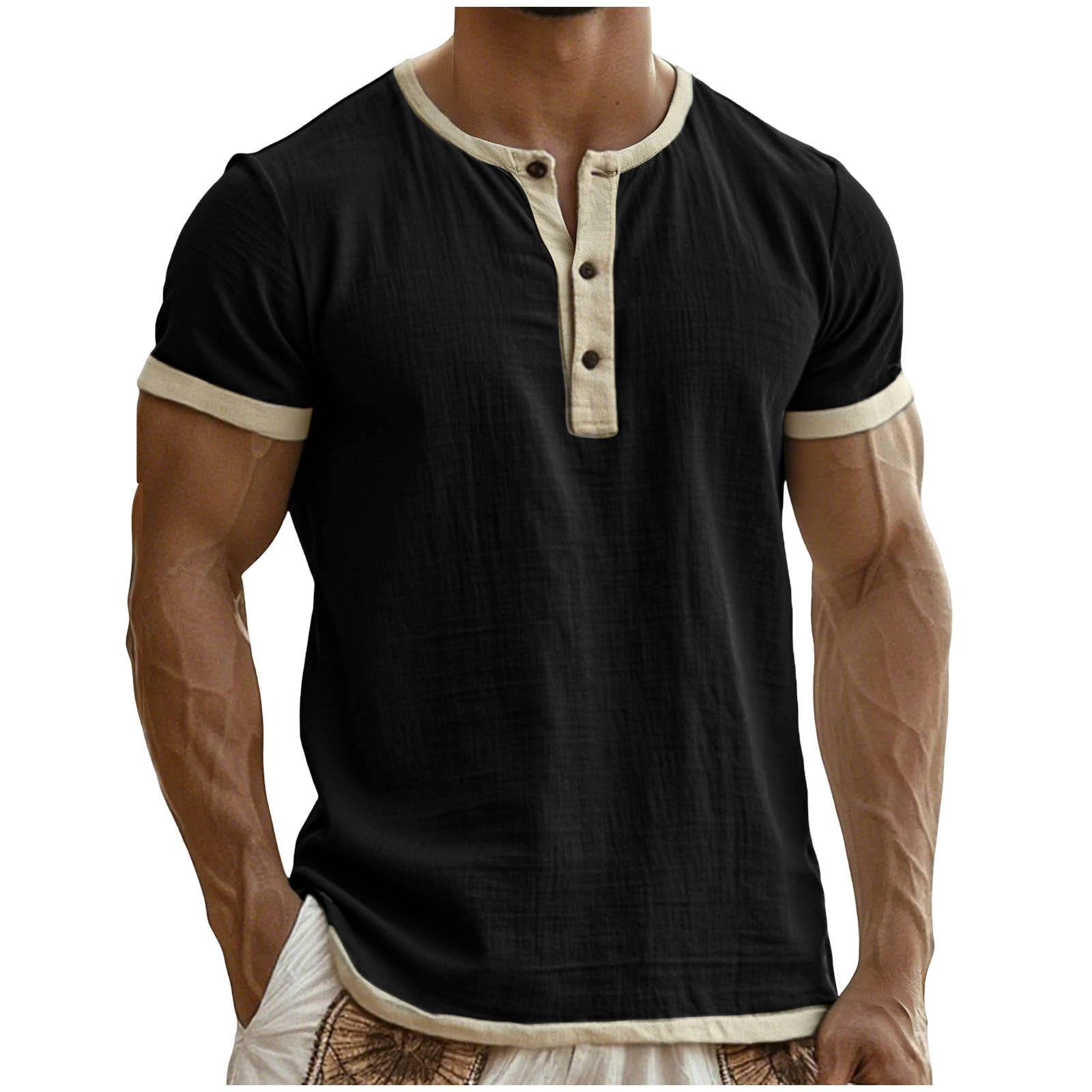 Klassische Retro Color-Block Henley T-Shirts, die von Tausenden Männern geliebt werden