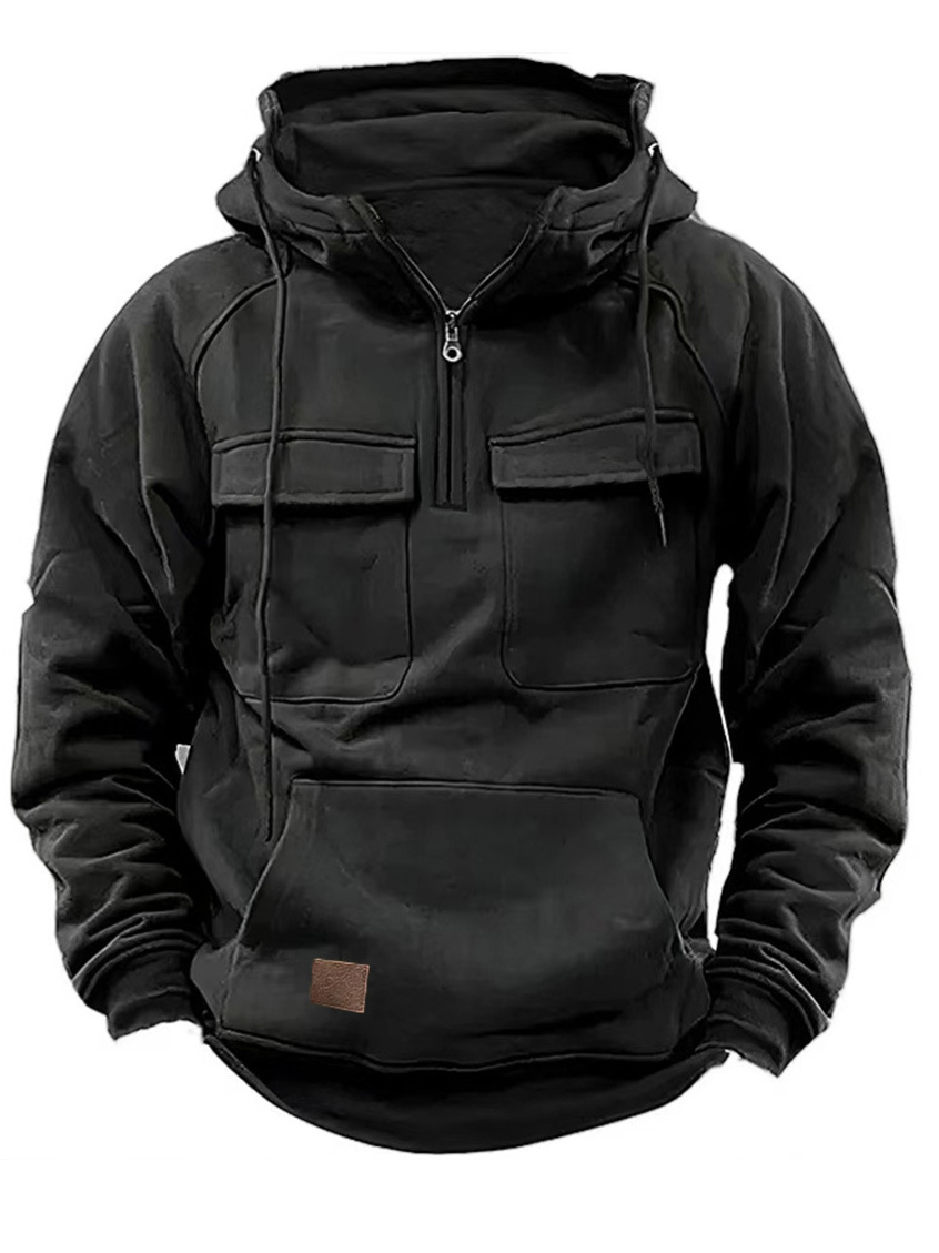 Lässiger Herren-Kapuzenpullover mit Reißverschluss und zwei Taschen