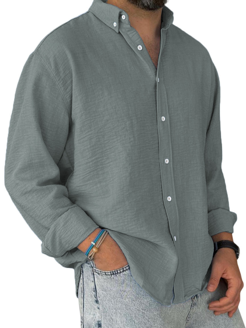 [Copy]Herren Daily Jacquard Struktur Freizeit Revers Langarmhemd