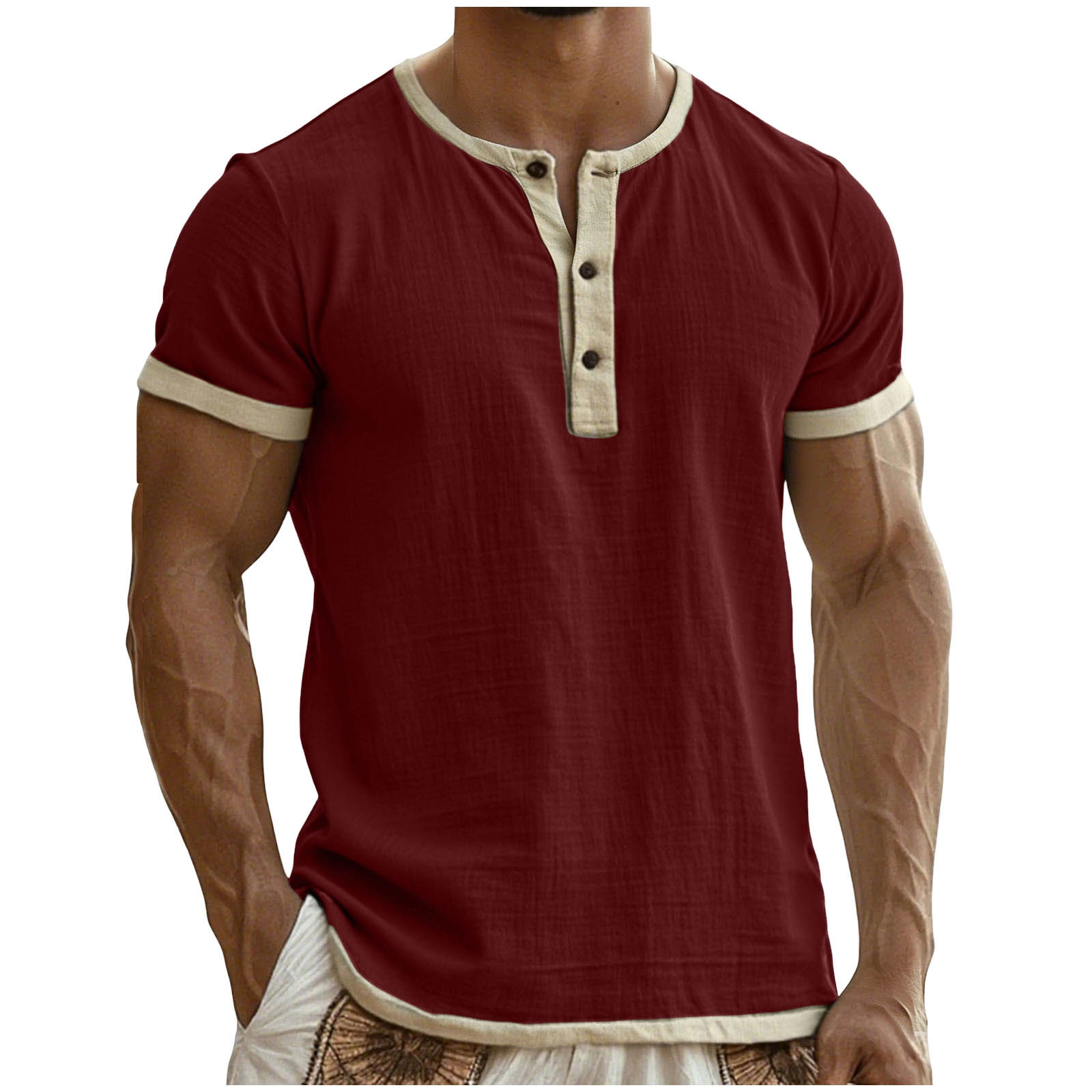 Klassische Retro Color-Block Henley T-Shirts, die von Tausenden Männern geliebt werden