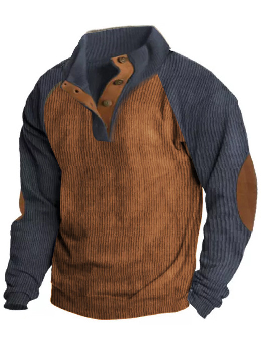 Men's Retro Casual Stand Collar Long Sleeve Sweatshirt