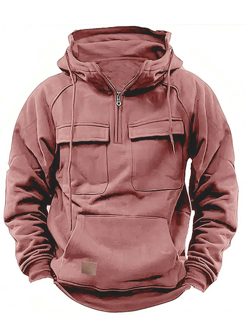 Lässiger Herren-Kapuzenpullover mit Reißverschluss und zwei Taschen