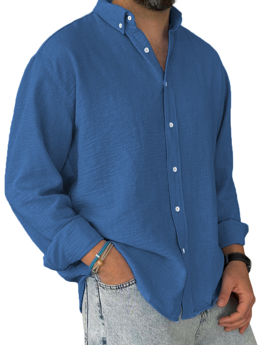 [Copy]Herren Daily Jacquard Struktur Freizeit Revers Langarmhemd