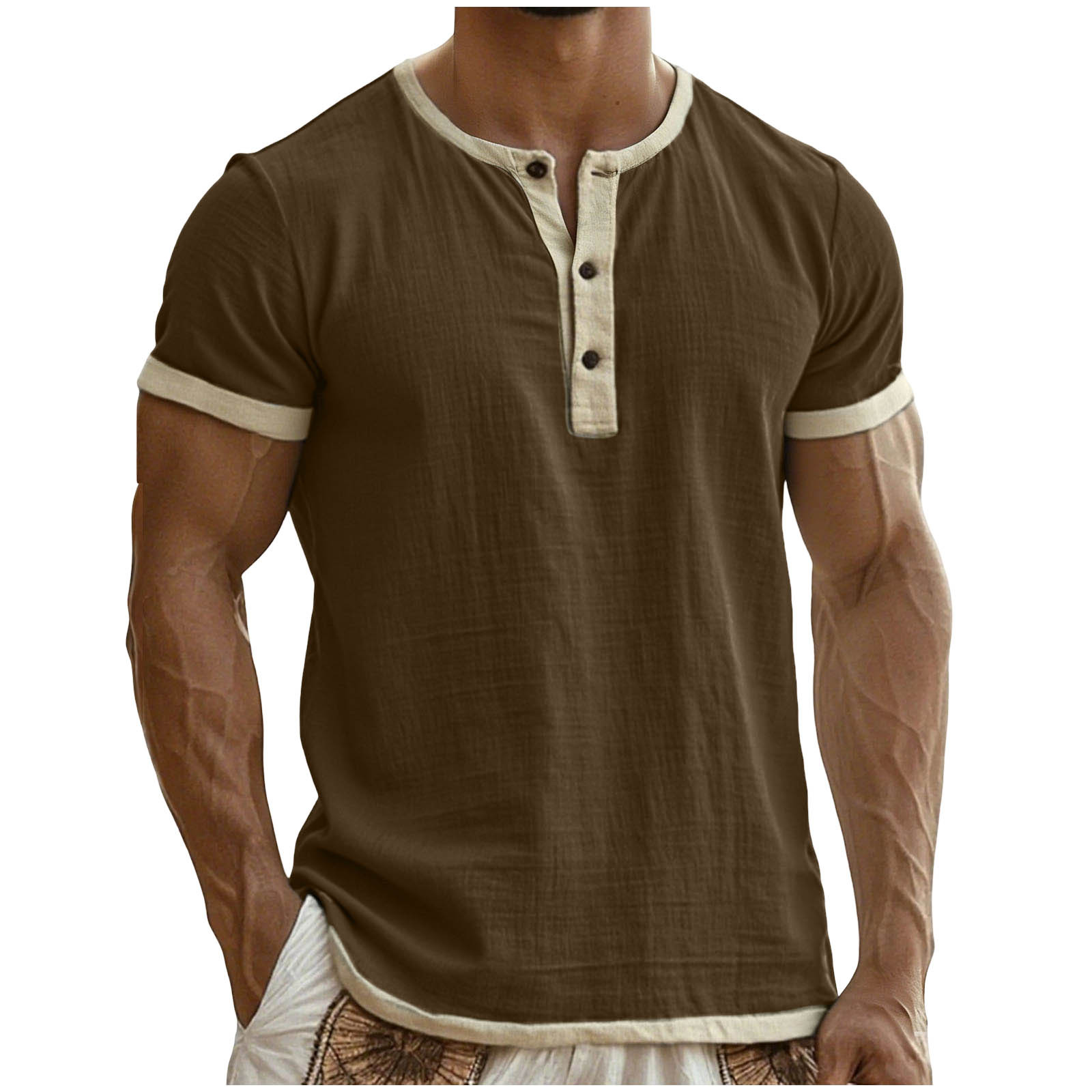 Klassische Retro Color-Block Henley T-Shirts, die von Tausenden Männern geliebt werden