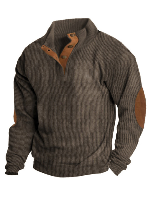 Men's Retro Casual Stand Collar Long Sleeve Sweatshirt
