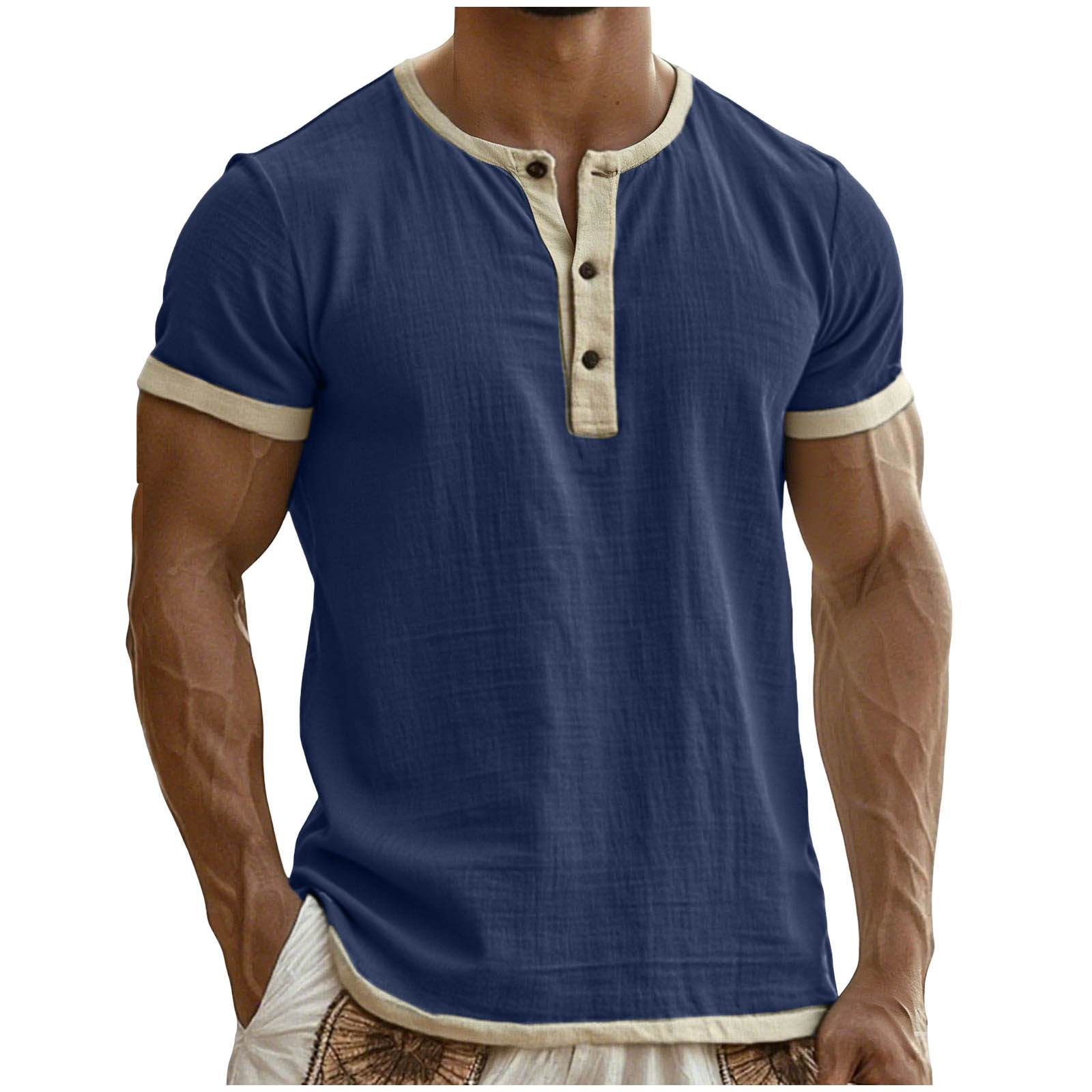Klassische Retro Color-Block Henley T-Shirts, die von Tausenden Männern geliebt werden
