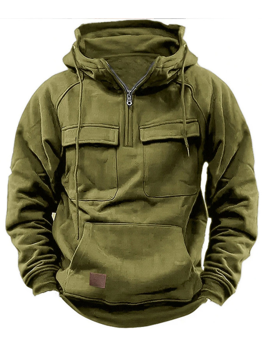 Lässiger Herren-Kapuzenpullover mit Reißverschluss und zwei Taschen