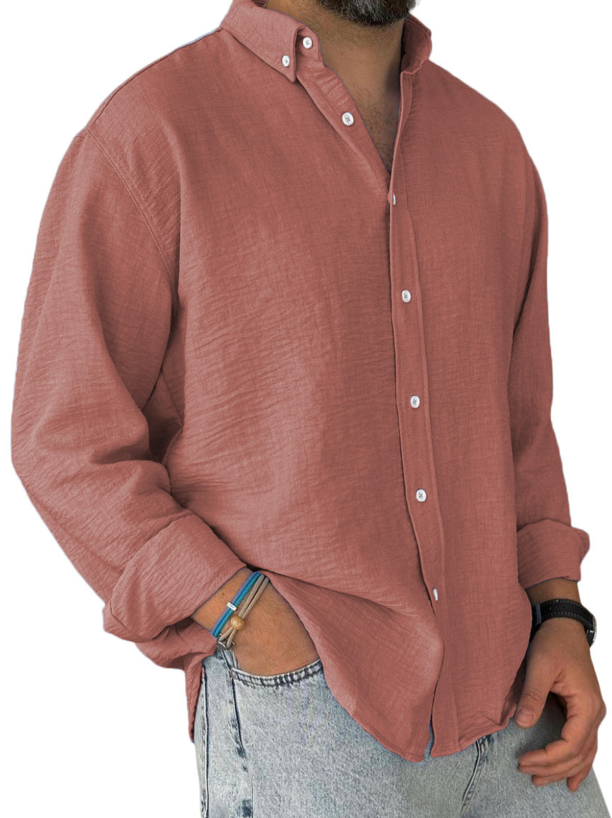 [Copy]Herren Daily Jacquard Struktur Freizeit Revers Langarmhemd