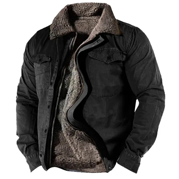 Herren-Wintermantel, Winter-Arbeitsjacken, Plüsch-Fleece, warmes Futter, Reißverschluss, taktische Outdoor-Komfortjacke
