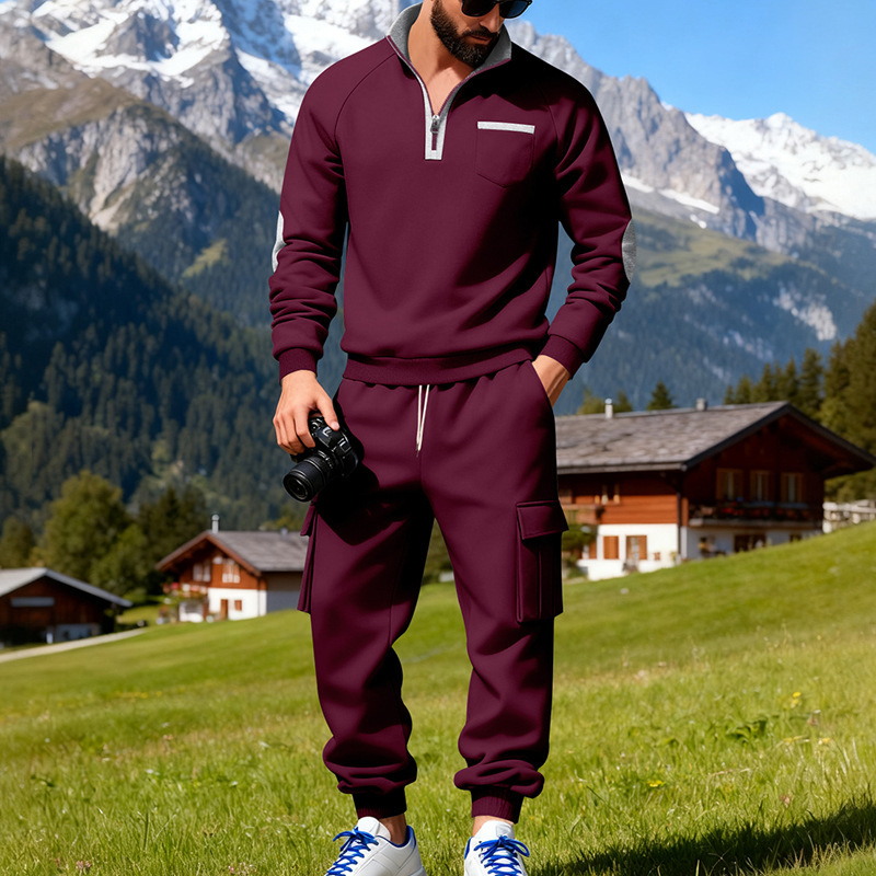 Men's Outdoor Work Casual Commuting Sweatshirt Pants Set