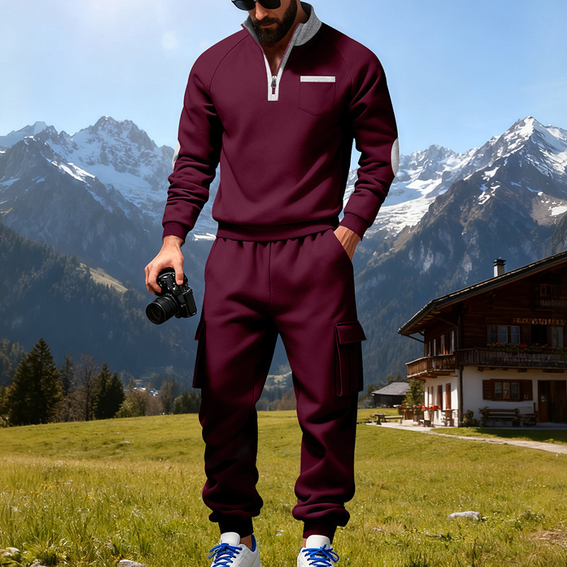 Men's Outdoor Work Casual Commuting Sweatshirt Pants Set