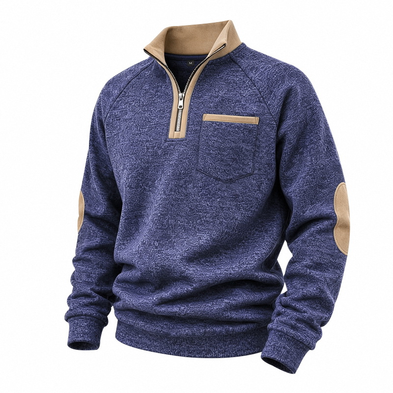 Men's Fleece-Lined Half-Zip Stand Collar Sweatshirt