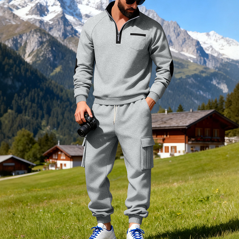 Men's Outdoor Work Casual Commuting Sweatshirt Pants Set
