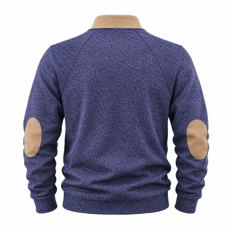 Men's Fleece-Lined Half-Zip Stand Collar Sweatshirt