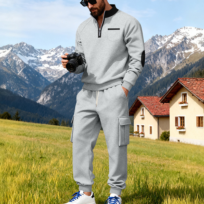 Men's Outdoor Work Casual Commuting Sweatshirt Pants Set