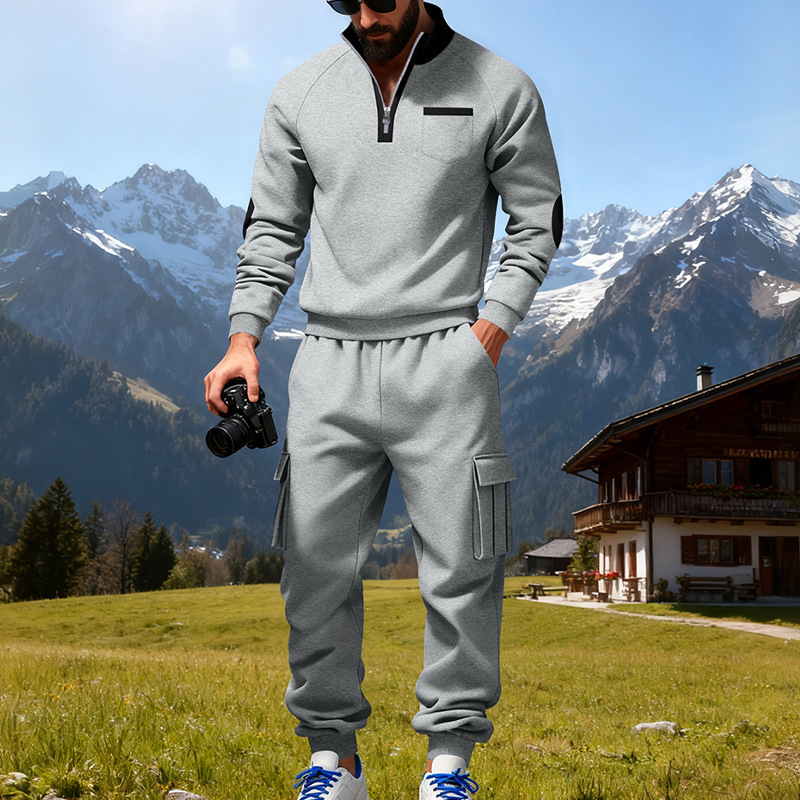 Men's Outdoor Work Casual Commuting Sweatshirt Pants Set