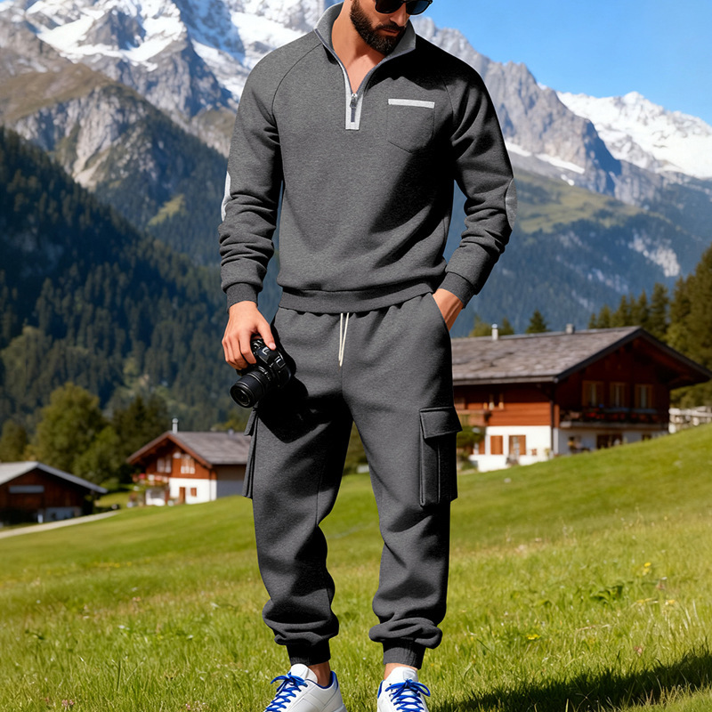 Men's Outdoor Work Casual Commuting Sweatshirt Pants Set