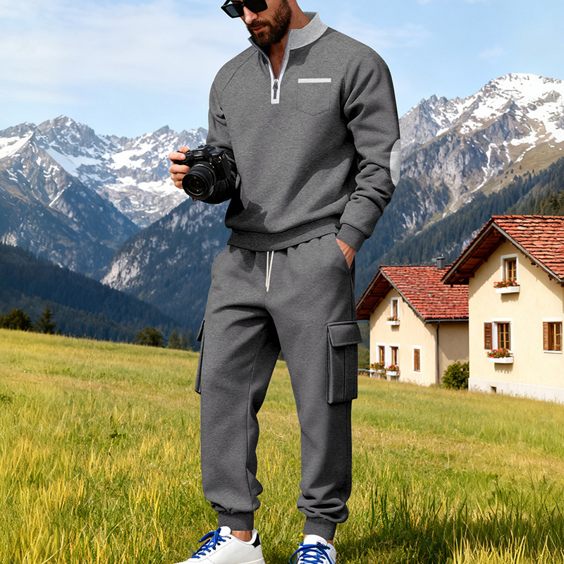 Men's Outdoor Work Casual Commuting Sweatshirt Pants Set