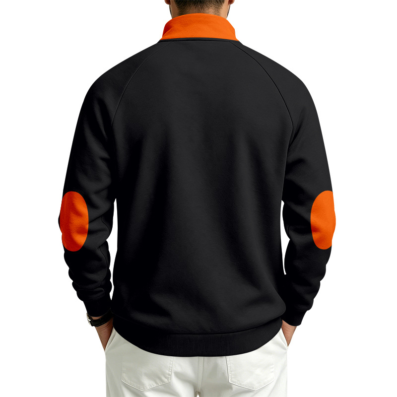 Men's Half-Zip Long Sleeve Pocket Stand Collar Sweatshirt
