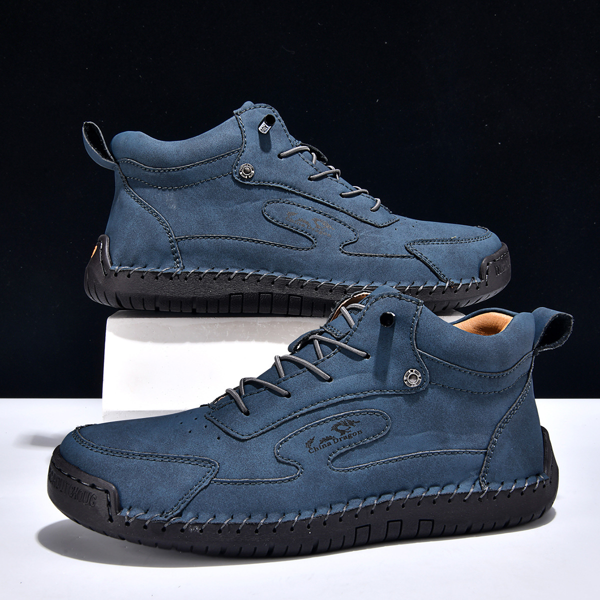 Men's Casual Calfskin Sneakers, Wide Toe Box, Breathable for All-day Comfort