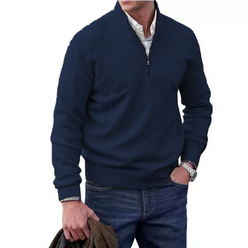 Männlicher Winter Casual Kaschmir Reißverschluss Basic Pullover