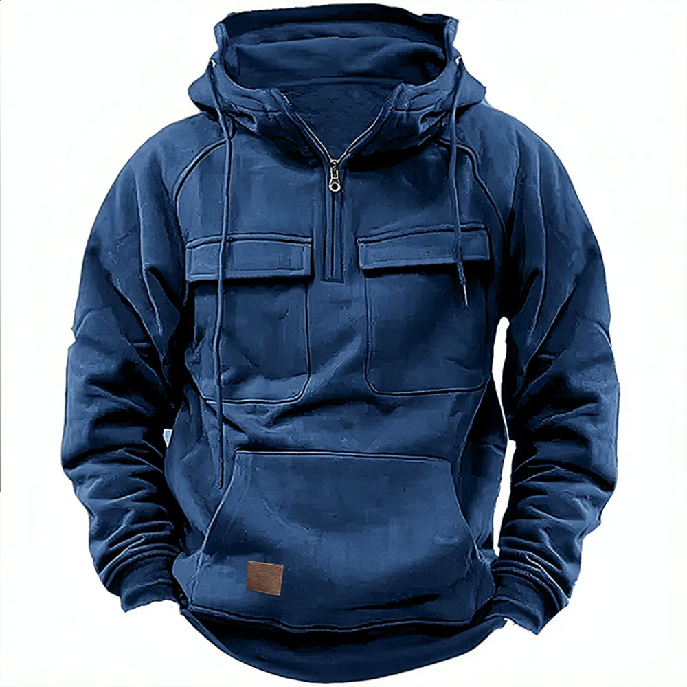 Lässiger Herren-Kapuzenpullover mit Reißverschluss und zwei Taschen