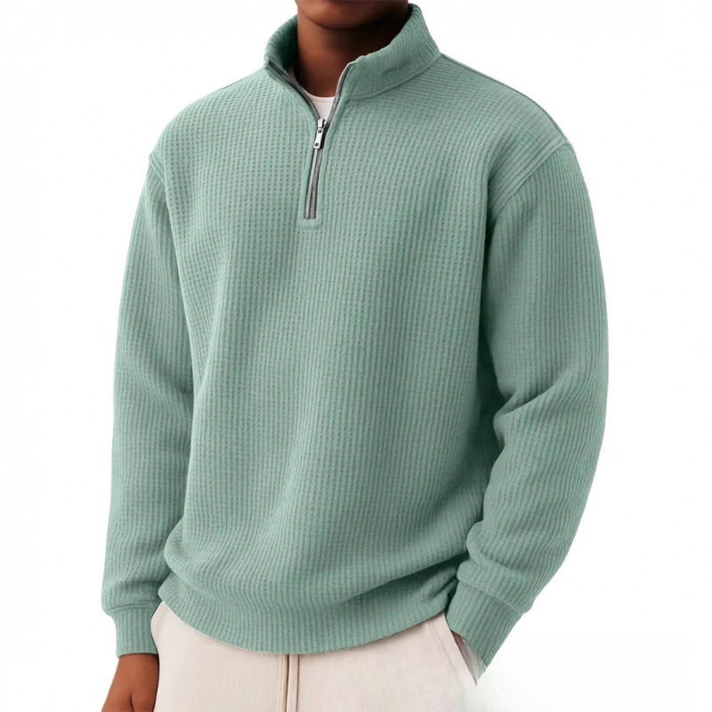 Langarmshirt für Herren aus Waffelstrick mit Reißverschluss