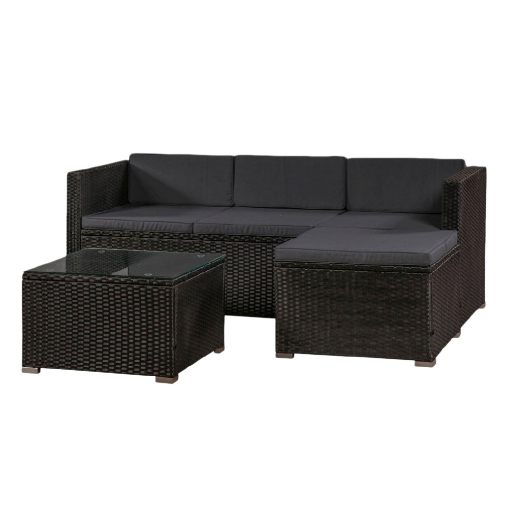 Salon de jardin en résine tressée avec coussins - 150 x 75 x 60-zenlorahome