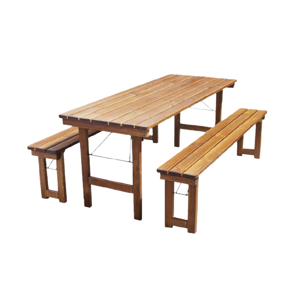 Table de jardin en bois avec bancs pour extérieur - 150 x 75 x 75-zenlorahome