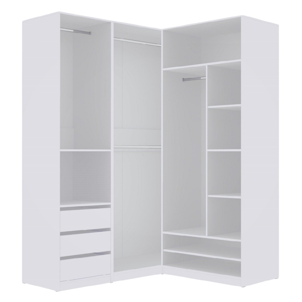 Placard d'angle pour chambre en panneaux de bois - 150 x 200 x 60-artisanathabitat