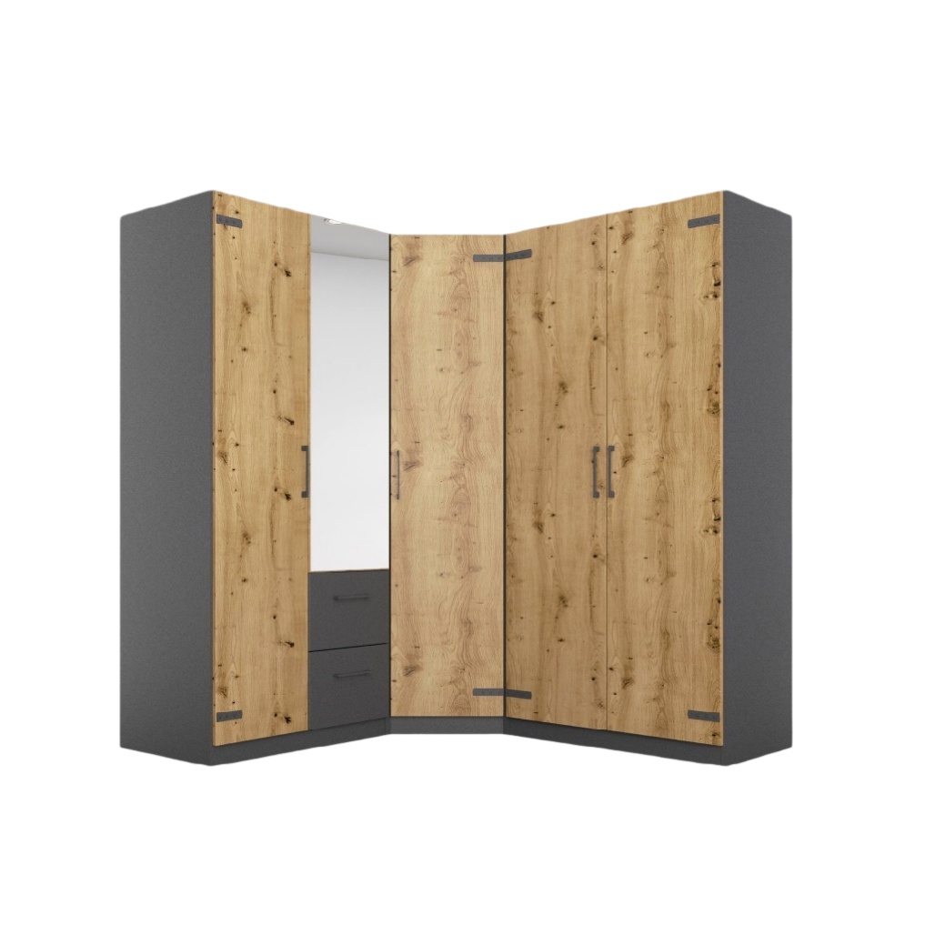 Armoire d'angle pour chambre en mélamine - 150 x 100 x 200-artisanathabitat